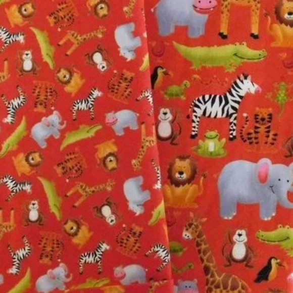 Fabric Makower UK Henley Studio, Jolly Jungle Animals, 2pc 1+7/8= 1 7/8, 42 Wide - Picture 1 of 4